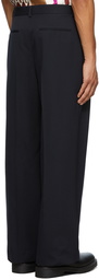 Valentino Navy Wool Wave Pants