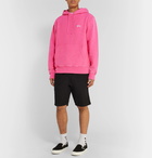 Stüssy - Logo-Embroidered Fleece-Back Cotton-Jersey Hoodie - Pink