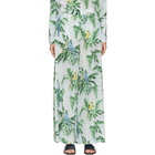 Stella McCartney Blue Silk Palm Wide-Leg Trousers