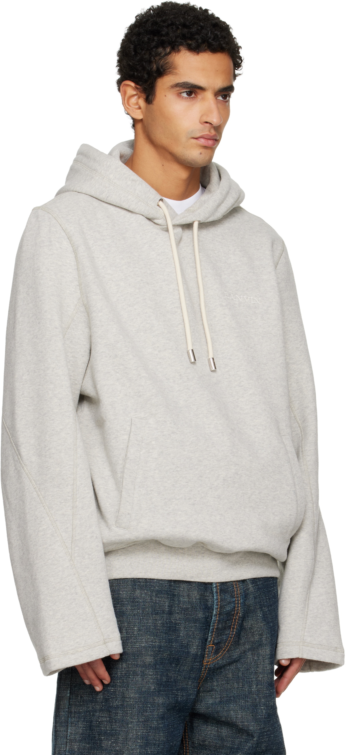 Lanvin Gray Cotton Fleece & Cashmere Hoodie