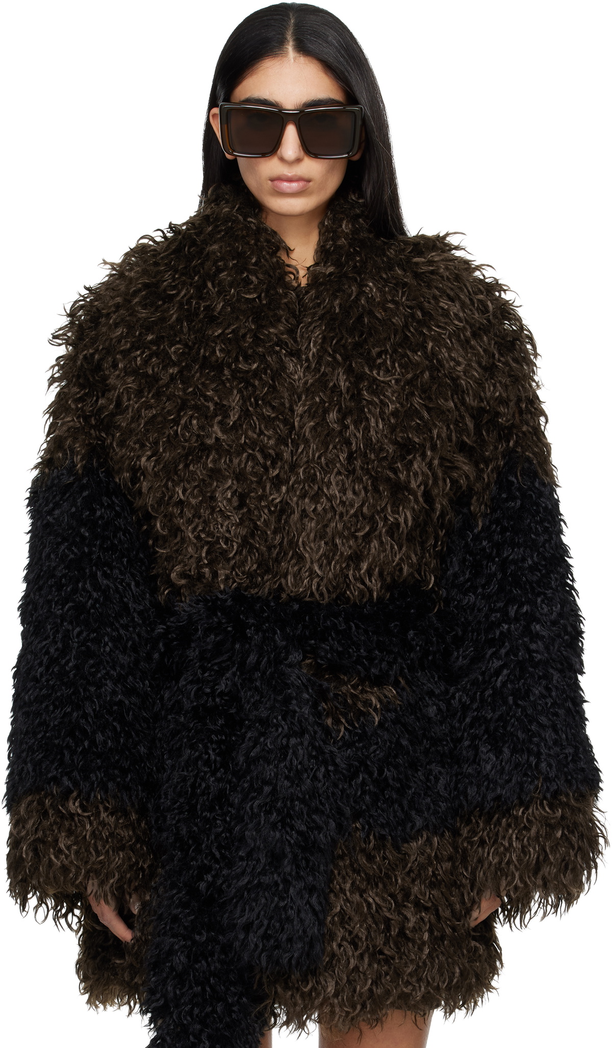 Entire Studios Brown & Black Juno Faux-Fur Coat
