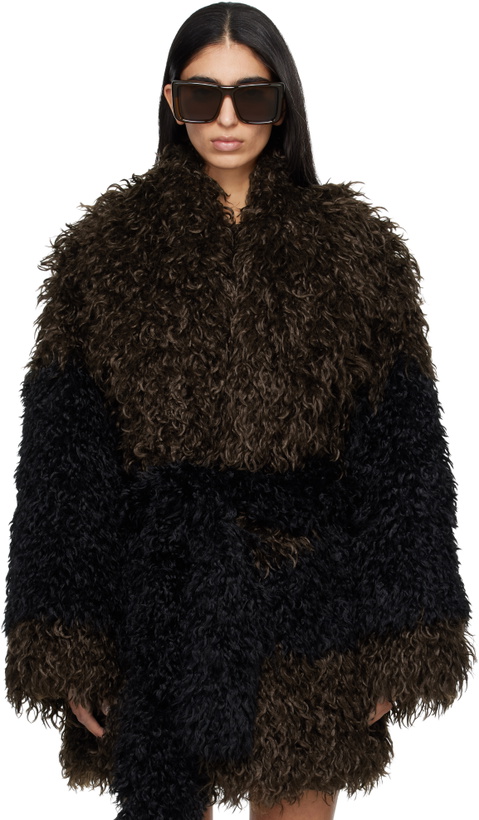 Photo: Entire Studios Brown & Black Juno Faux-Fur Coat