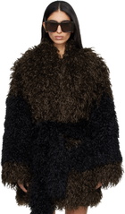 Entire Studios Brown & Black Juno Faux-Fur Coat