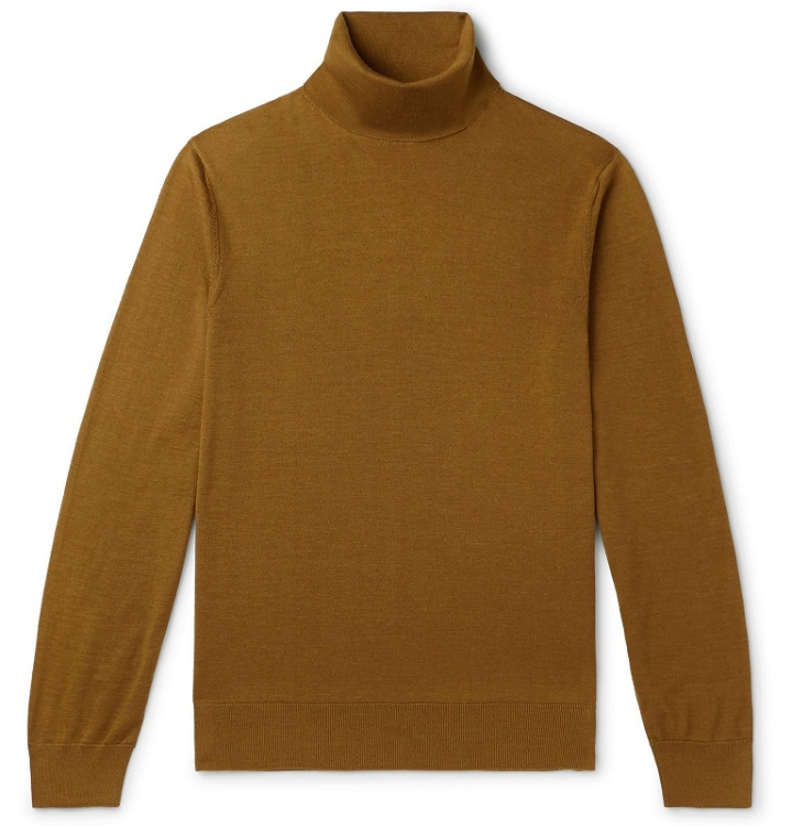Photo: Ermenegildo Zegna - Slim-Fit Cashmere and Silk-Blend Rollneck Sweater - Yellow