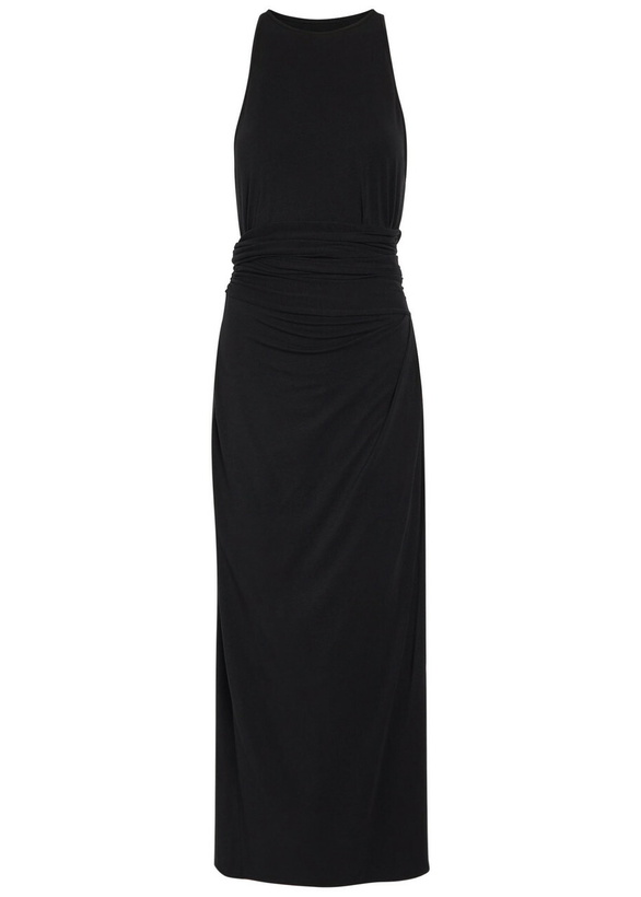Photo: Another Tomorrow Sarong-effect Jersey Midi Dress Black