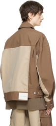 Feng Chen Wang Brown & Beige Paneled Jacket