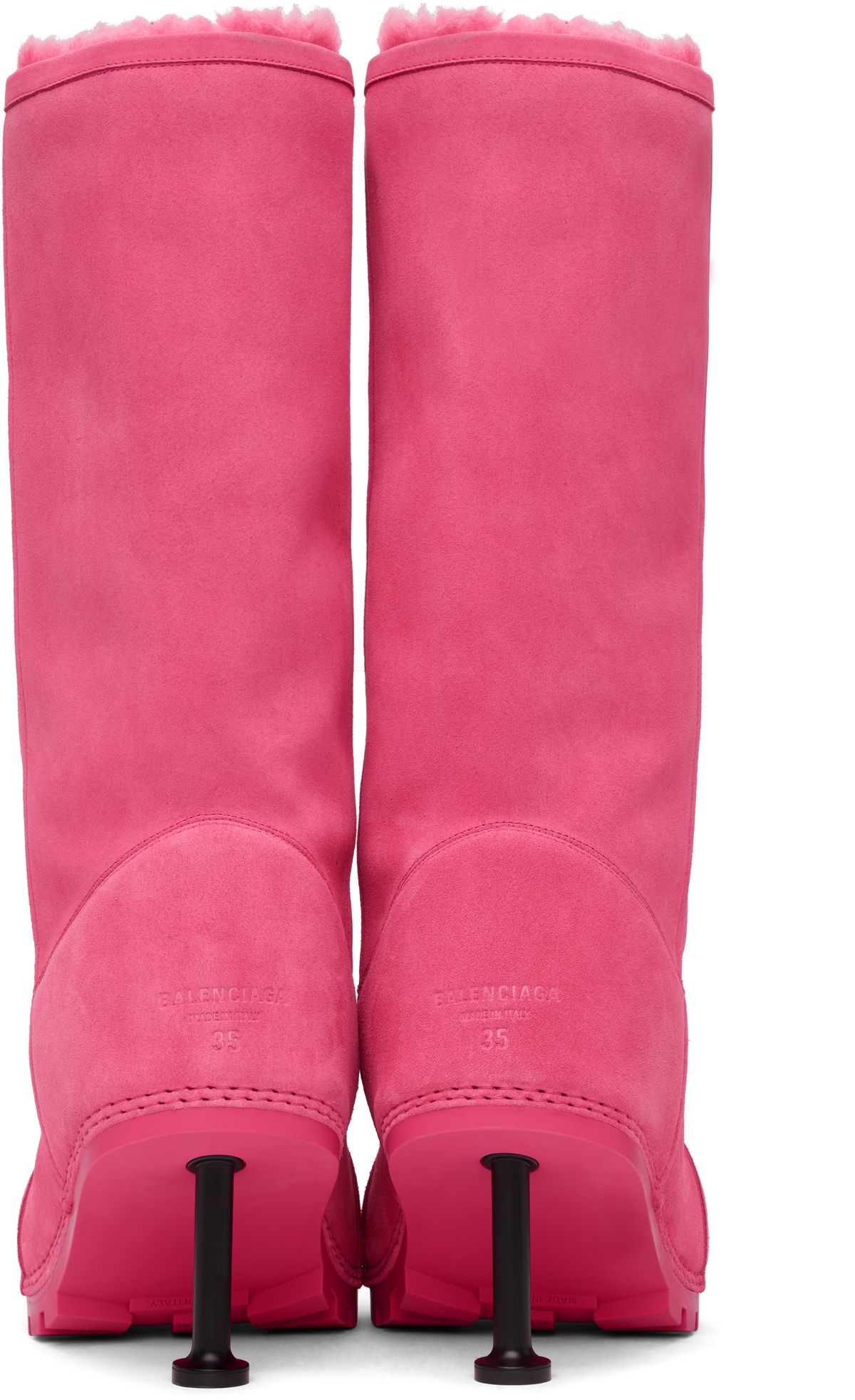Balenciaga Pink Alaska Fur Tall Boots Balenciaga
