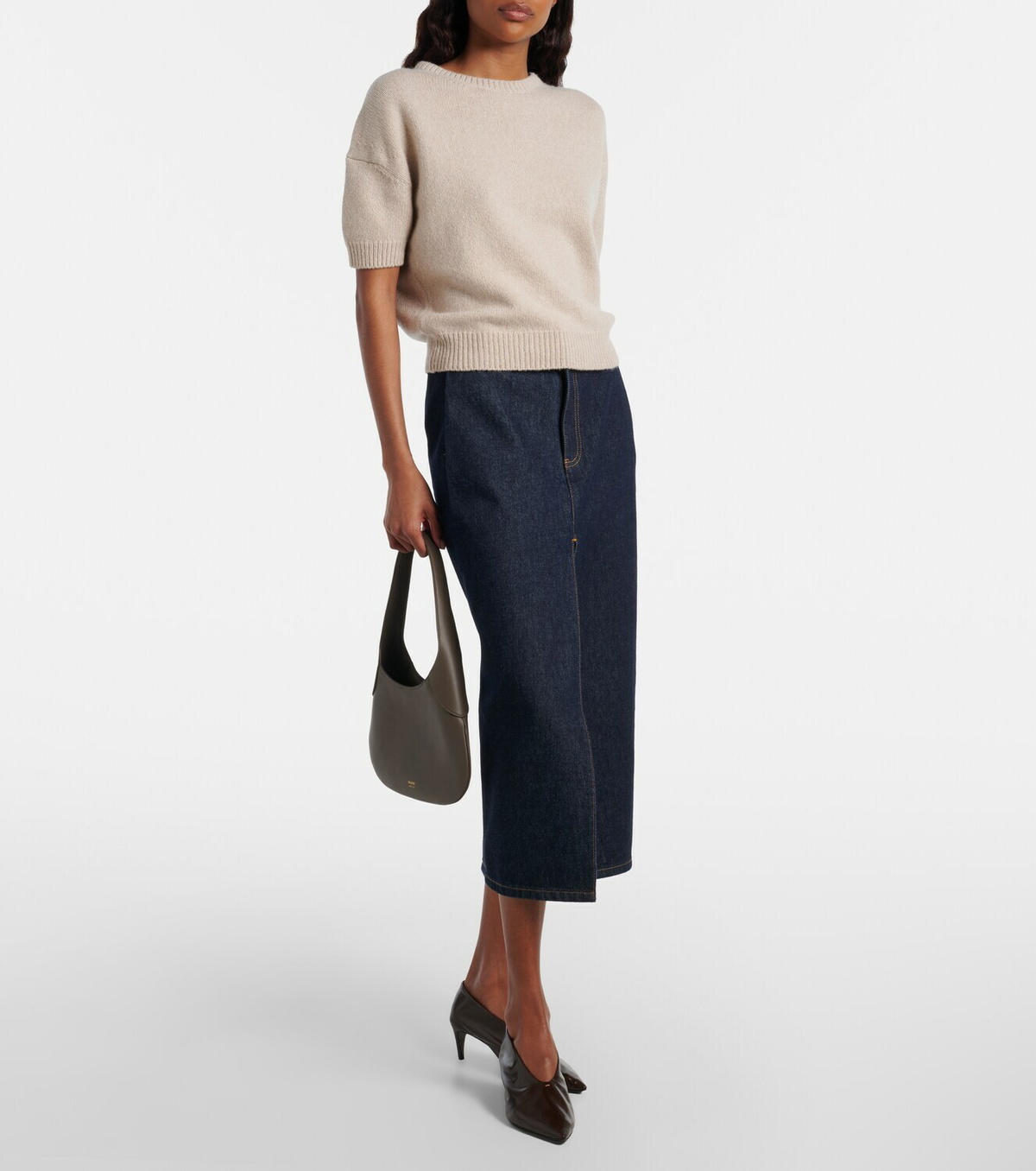 Khaite Anden denim midi skirt