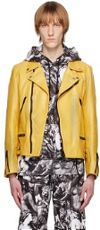 Undercover Yellow Zip-Up Leather Jacket