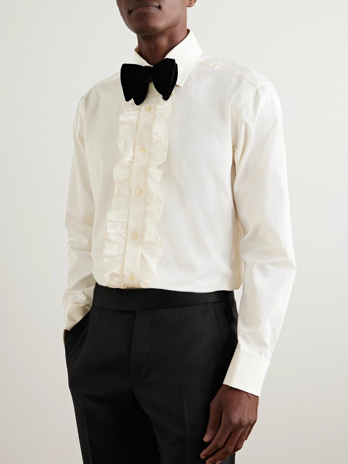 Favourbrook - Ruffled Cotton-Poplin Shirt - Neutrals