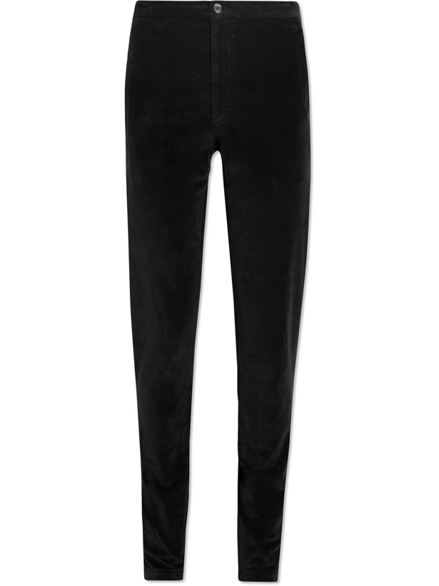 Photo: Boglioli - Slim-Fit Tapered Grarment-Dyed Cotton-Velvet Trousers - Black