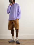 The Elder Statesman - Cashmere and Cotton-Blend Sweater - Purple