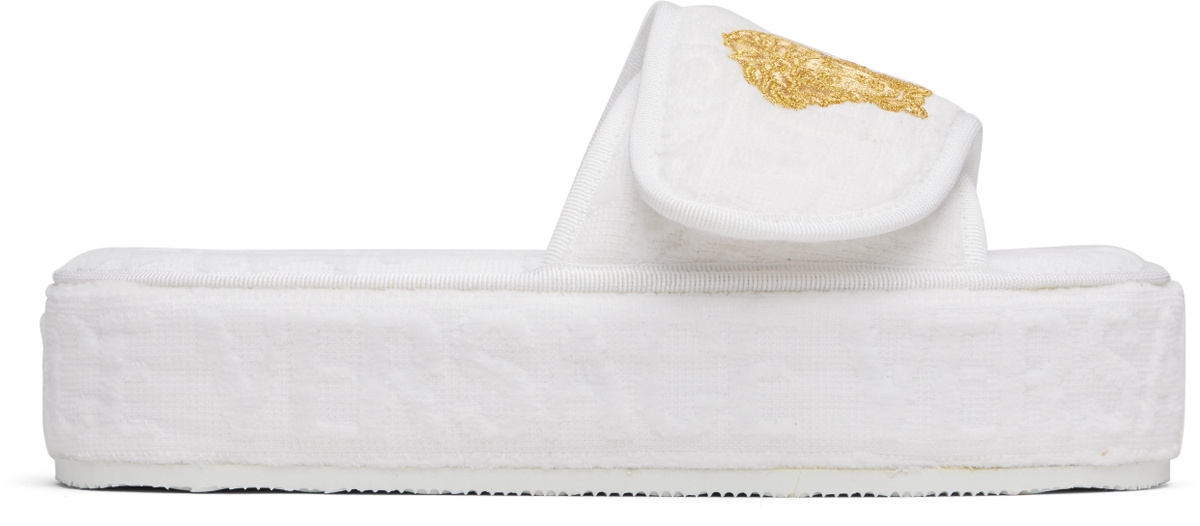 Versace White 'Versace Allover' Slippers