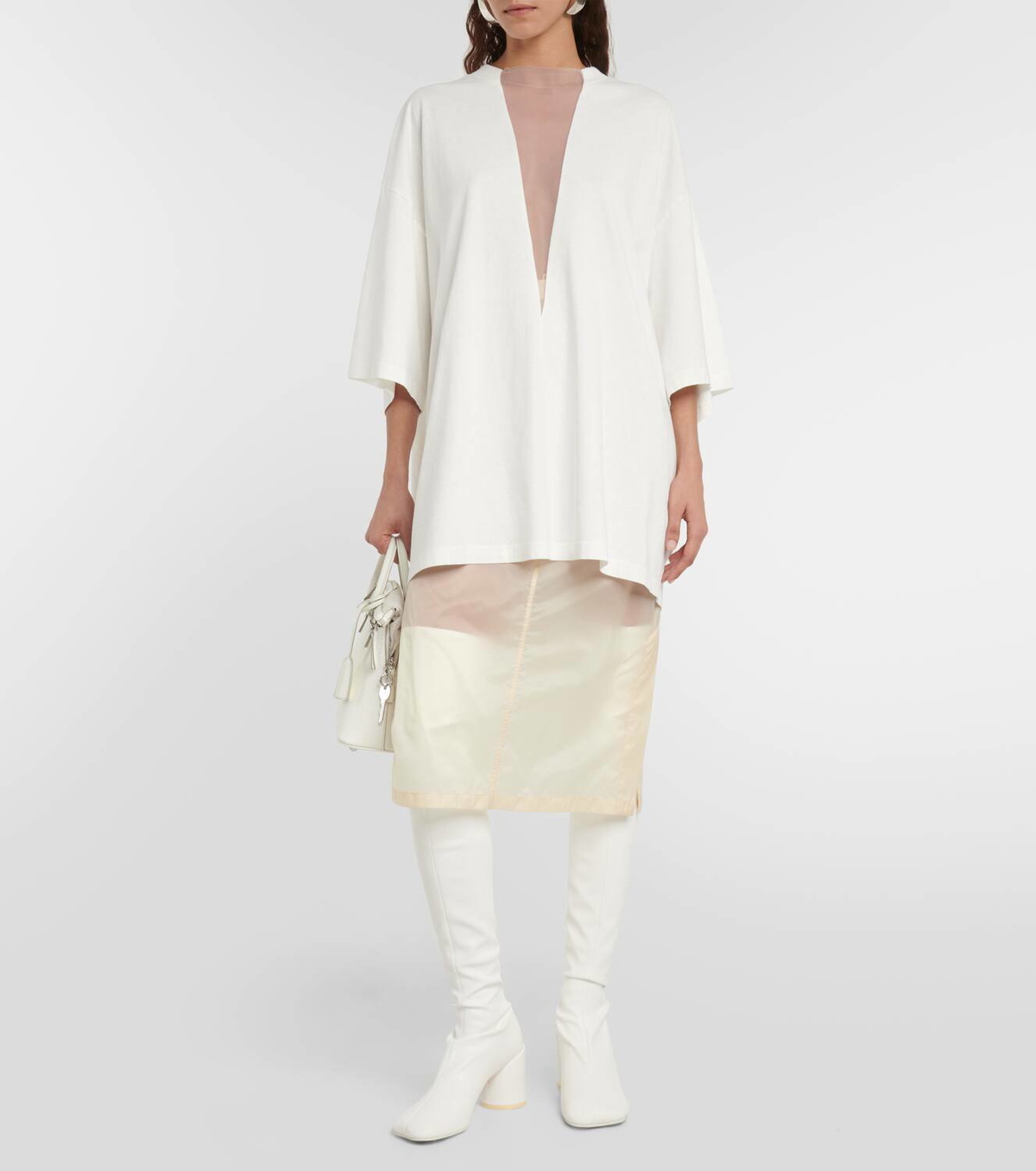 【MM6 Maison Margiela】 Anatomic 70レザー over-the-kneeブー Anatomic 70 leather over-the-knee boots in white - MM 6