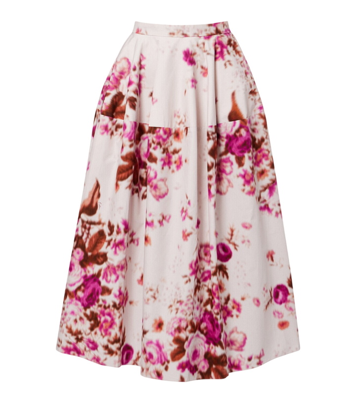 Photo: Erdem Floral cotton poplin midi skirt