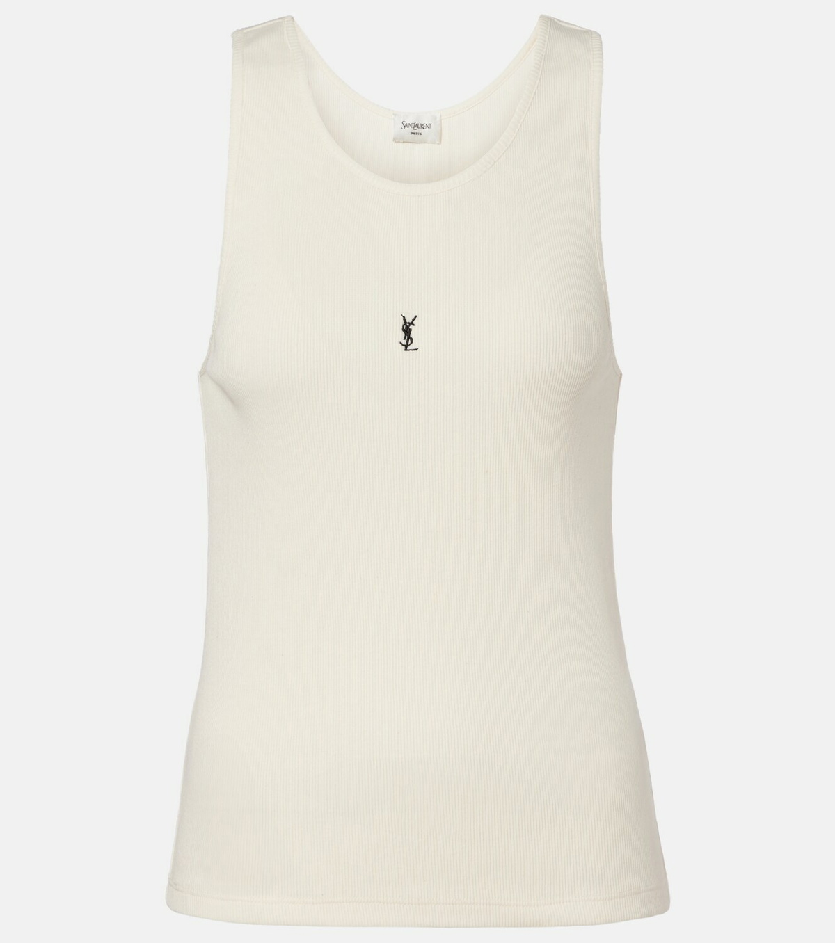 Saint Laurent Cassandre ribbed-knit cotton tank top