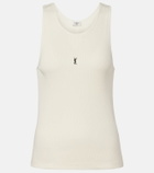 Saint Laurent Cassandre ribbed-knit cotton tank top