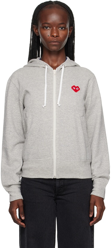 Photo: COMME des GARÇONS PLAY Gray Invader Edition Hoodie
