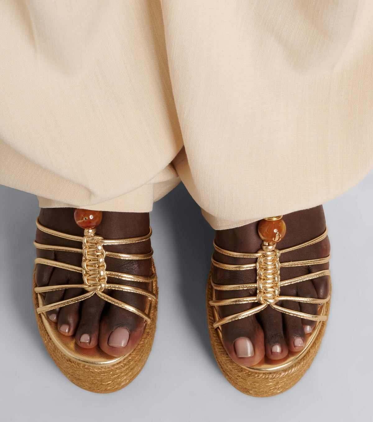 Jimmy Choo Lemi embellished leather wedge sandals
