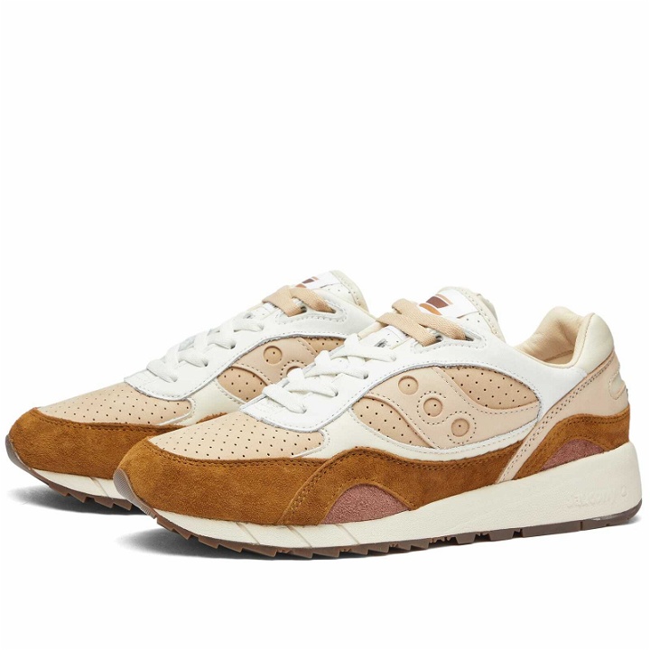Photo: Saucony Men's Shadow 6000 'Capuccino' Sneakers in White/Brown