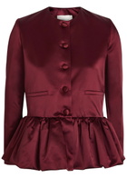 Liberowe Peplum Satin Jacket Burgundy