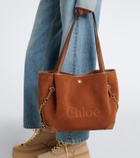 Chloé Chloé Clover leather-trimmed suede tote bag