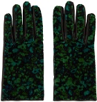 Paul Smith Black & Green Twilight Floral Gloves