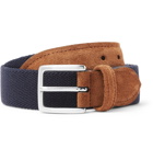 Anderson's - 3.5cm Suede-Trimmed Canvas Belt - Men - Navy