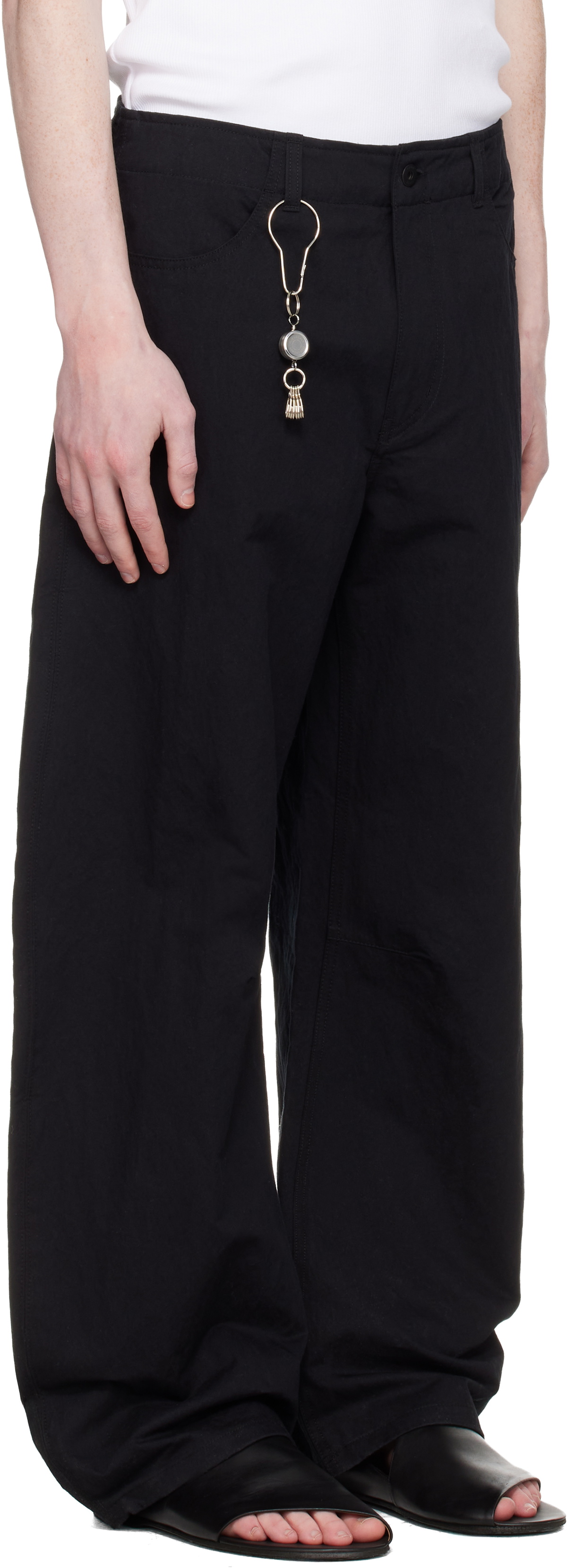COOR Black Deep Curved Cotton Blend Trousers