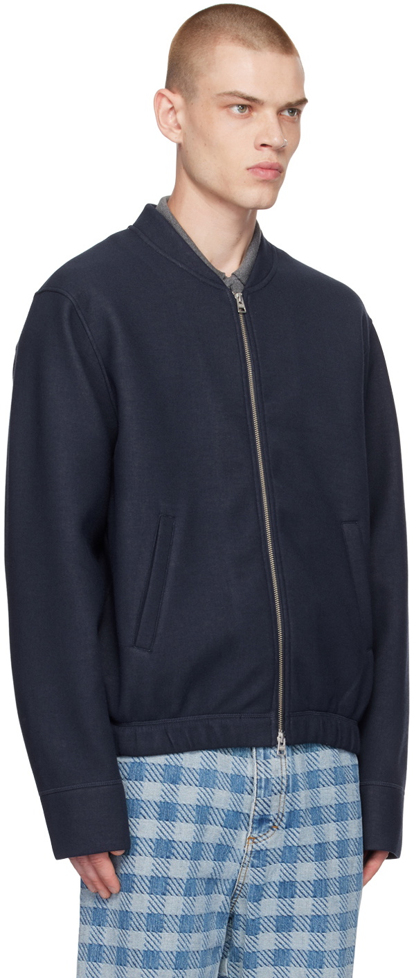 AMI Alexandre Mattiussi Navy Zipped Bomber Jacket