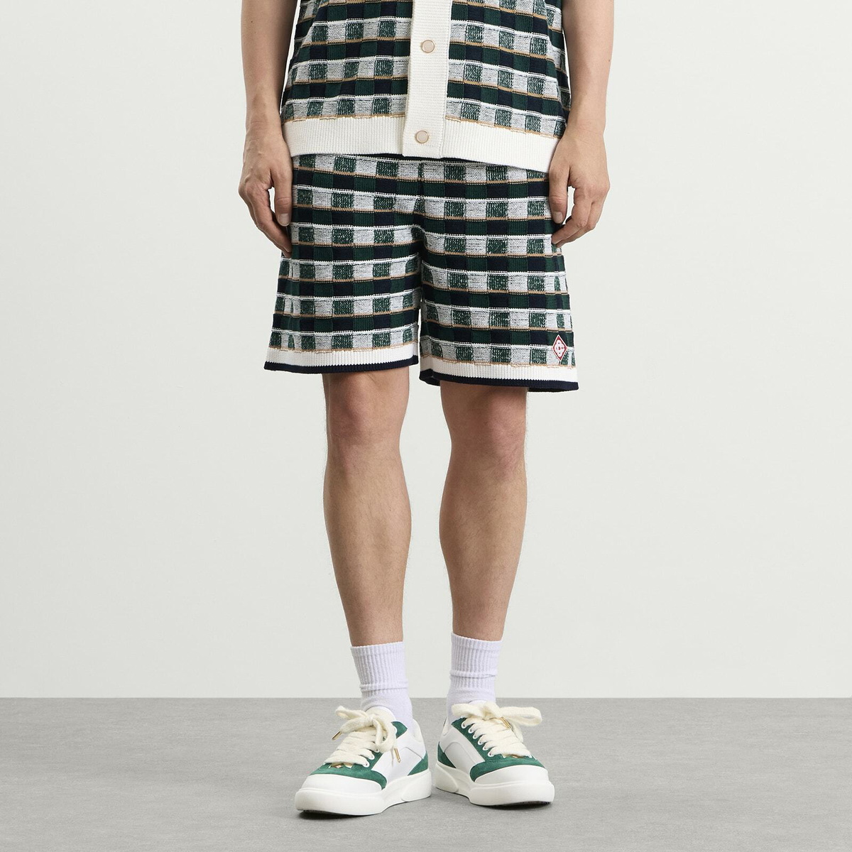 Casablanca Men's Mosaic Check Shorts in Green