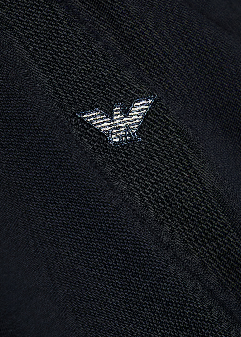 Emporio Armani Logo-embroidered Cotton T-shirt Navy