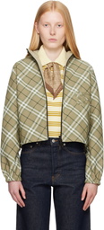 Burberry Green Cropped Check Reversible Hoodie