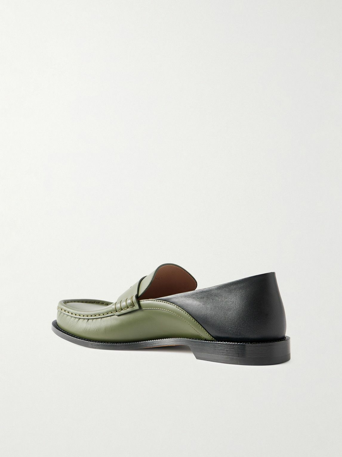 LOEWE - Campo Collapsible-Heel Leather Penny Loafers - Green