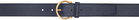 Thom Browne Navy Pebble Grain Round Buckle Belt
