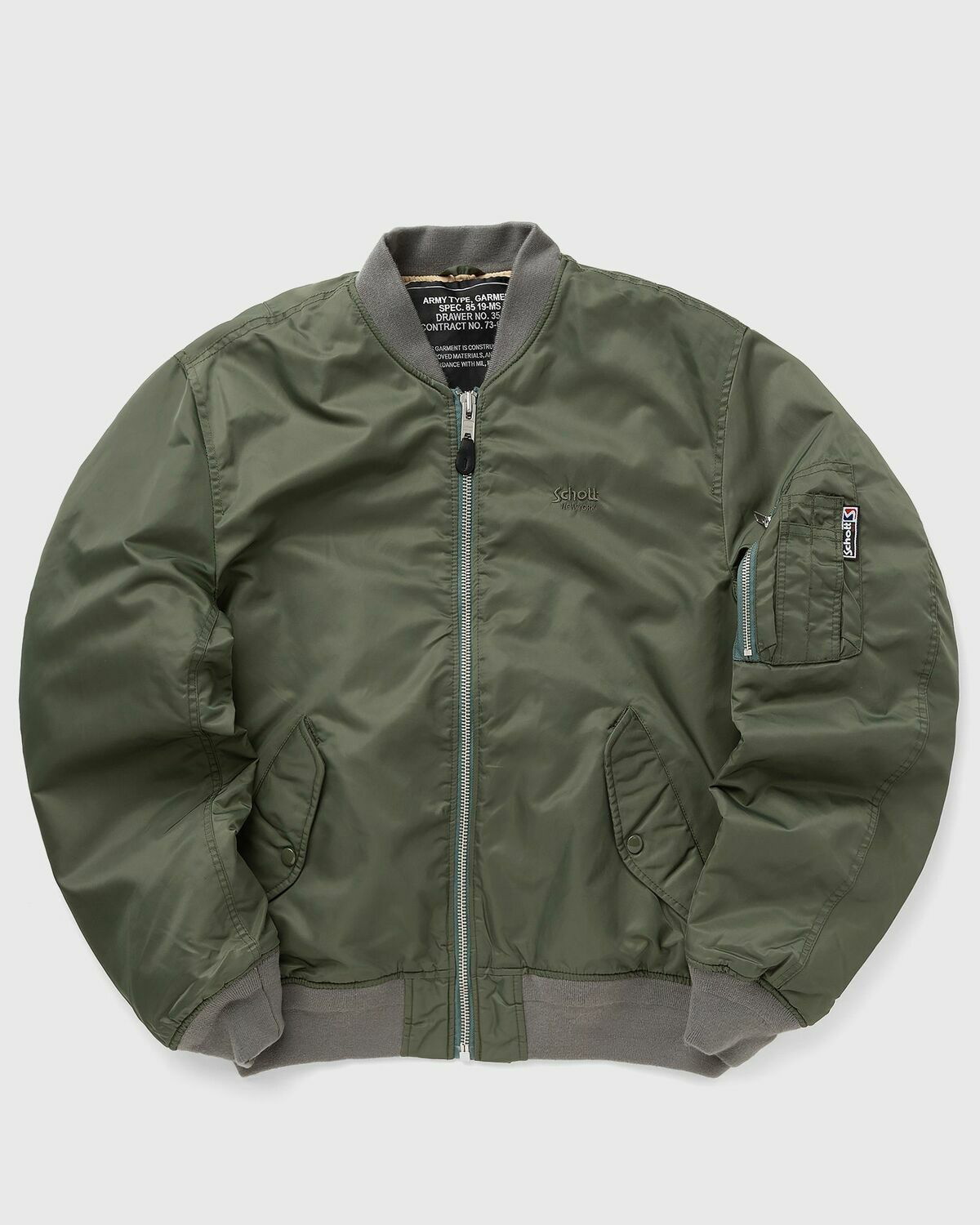 【良品】Schott ロンハーマン別注　MA-1 カーキ Bomber Ma -1 Army Khaki in recycled nylon, fitted cut