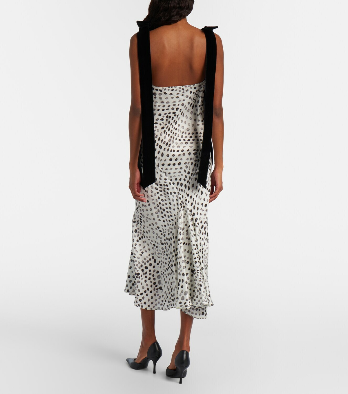 Nina Ricci Polka-dot satin midi dress