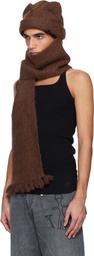 Charles Jeffrey LOVERBOY Brown Alpaca Chunky Ears Scarf Beanie
