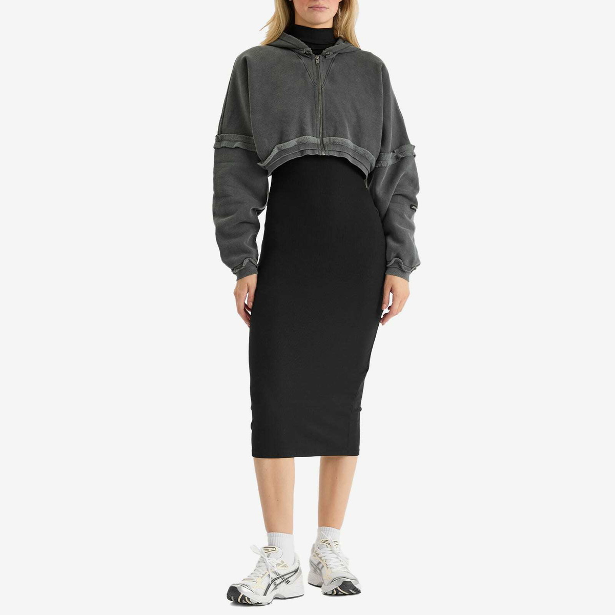 Joah Brown Women's Mock Neck Midi Dress in Black