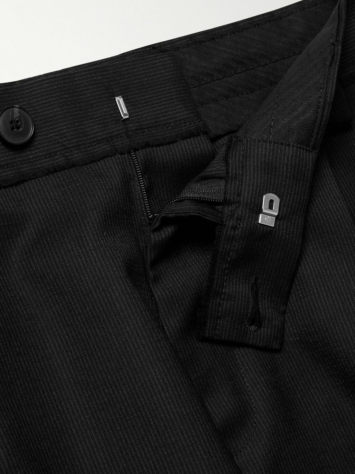 mfpen - Classic Straight-Leg Pleated Striped Wool Shorts - Black