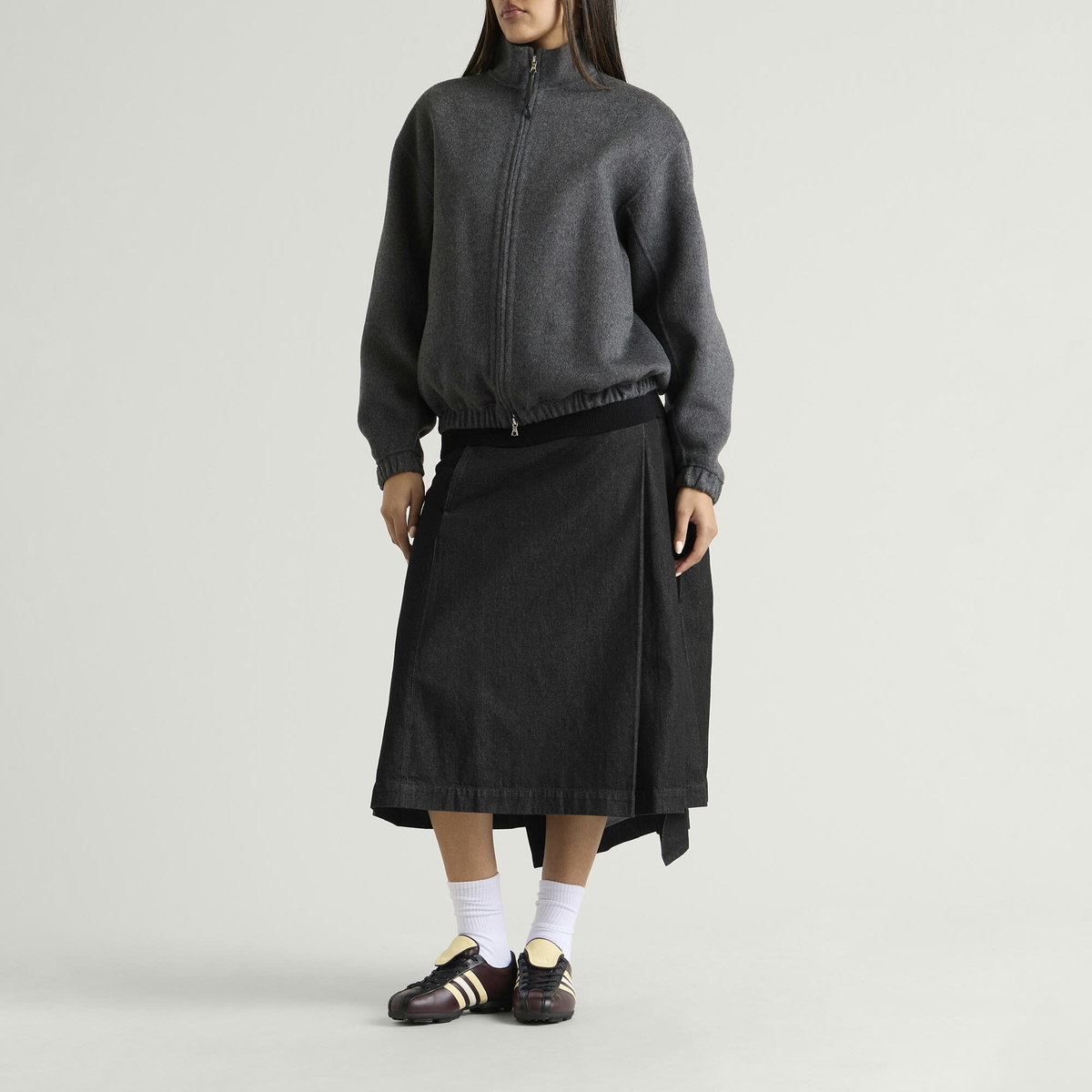 Y-3 Women's Denim Midi Skirt in Black
