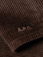 A.P.C. - Logo-Embroidered Cotton and Linen-Blend Corduroy Overshirt - Brown