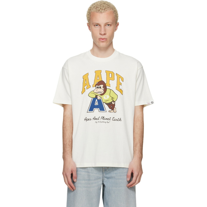 Photo: AAPE by A Bathing Ape Off-White Graphic 'AAPE' T-shirt