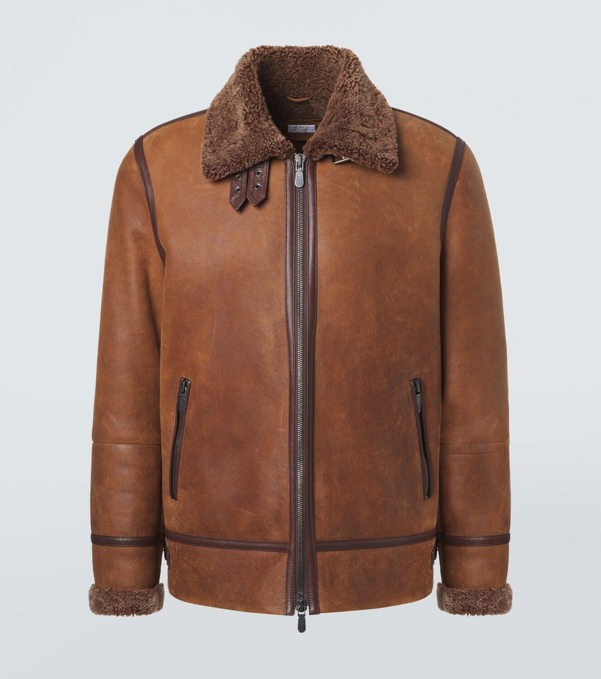 Brunello Cucinelli Shearling-lined leather jacket