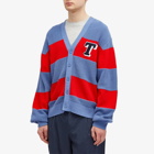 Tommy Jeans Men's Single Letter Texture Stripe Cardigan in Charmed/Deep Crimson