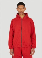 Compass Zipped Hooded Sweatshirt in Red