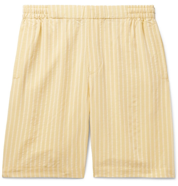 Photo: Hamilton and Hare - Striped Lyocell-Jacquard Pyjama Shorts - Yellow
