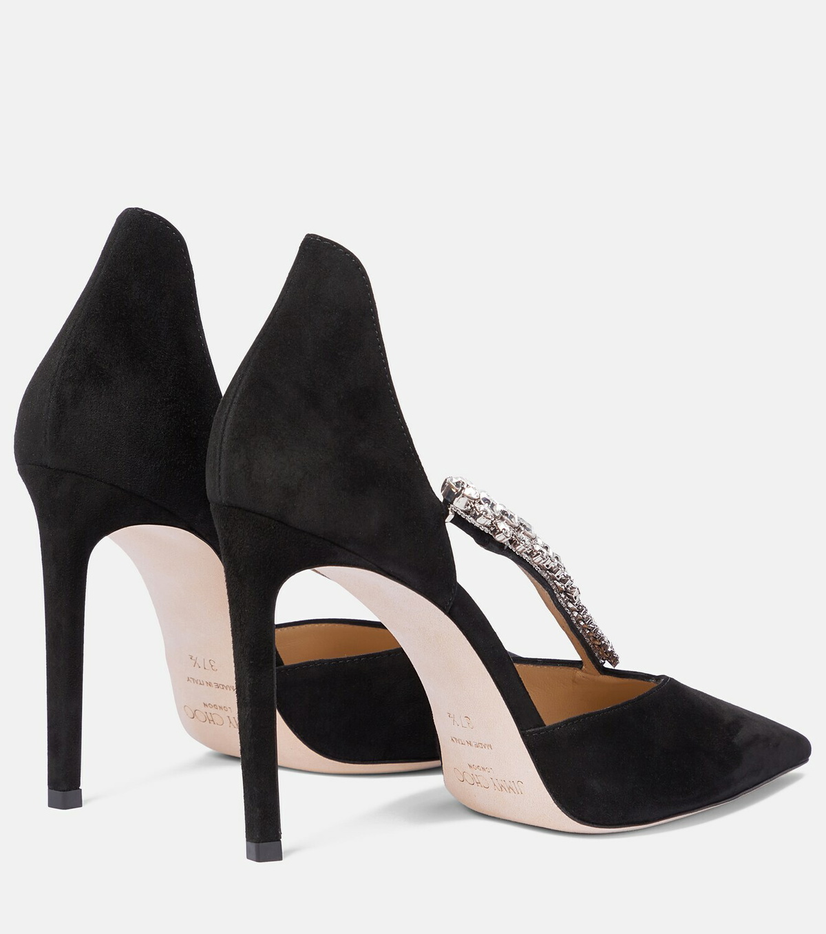Jimmy Choo Bee 100 ジミーチュウ Ballet Pink Suede Pumps with Crystal Embellishment | BEE 100