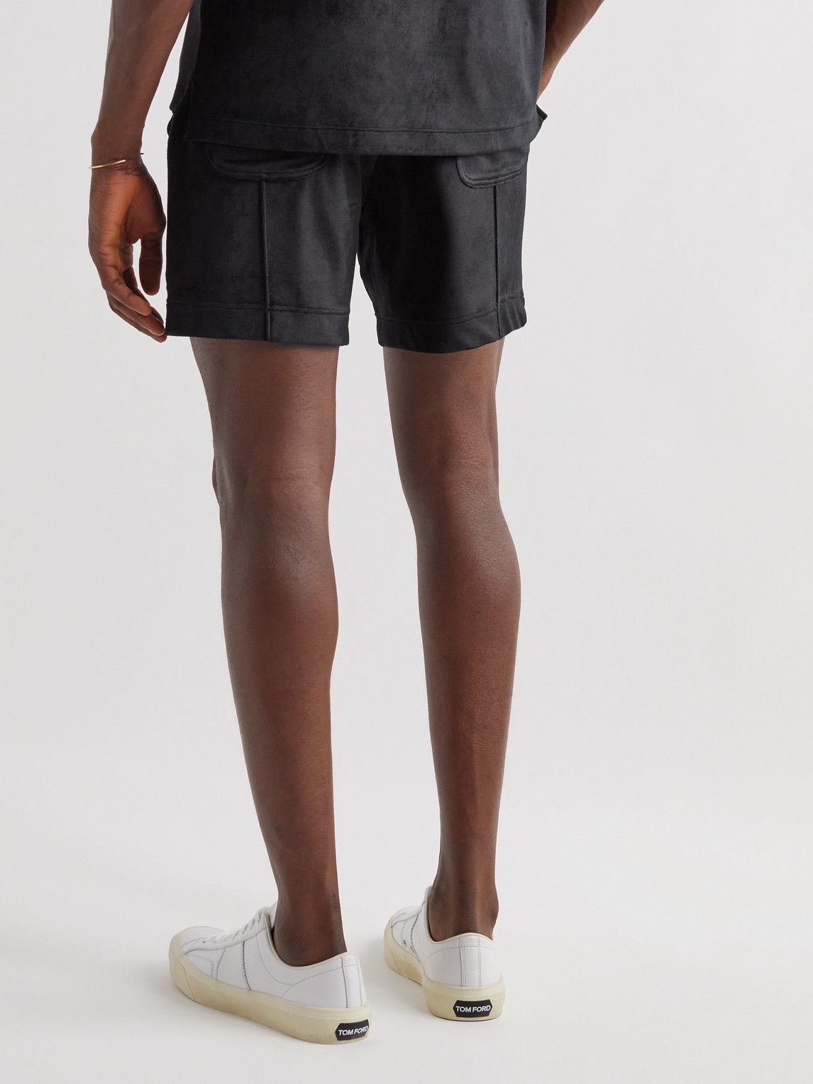 【関税＆送料込み】Tom Ford Drawstring Shorts TOM FORD - Modal-Blend Velour Drawstring Shorts - Black TOM FORD