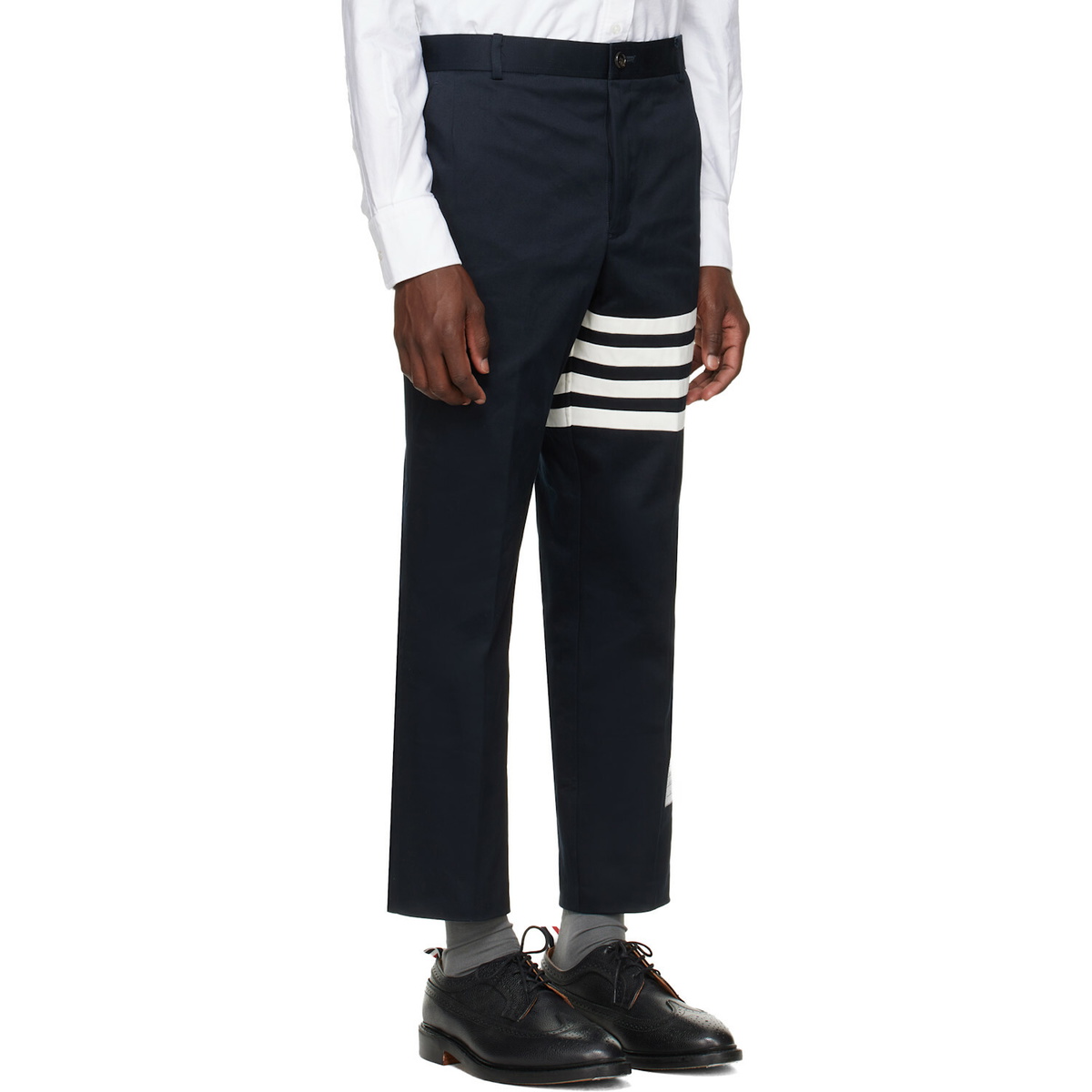 Thom Browne Navy Cotton Twill 4-Bar Unconstructed Trousers